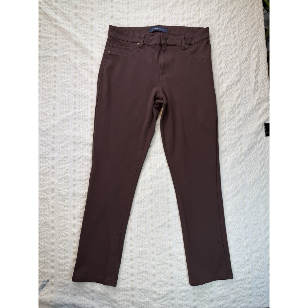 Tommy Hilfiger Brown Straight Leg Pants Womens 12 Stretch Mid Rise